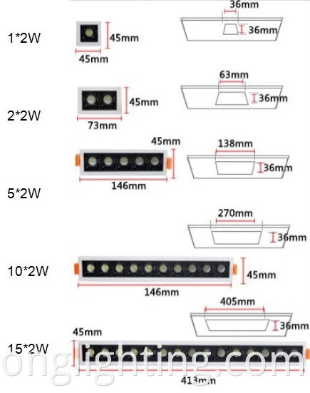 2021 Vente chaude en aluminium LED carré Trimless Downlight